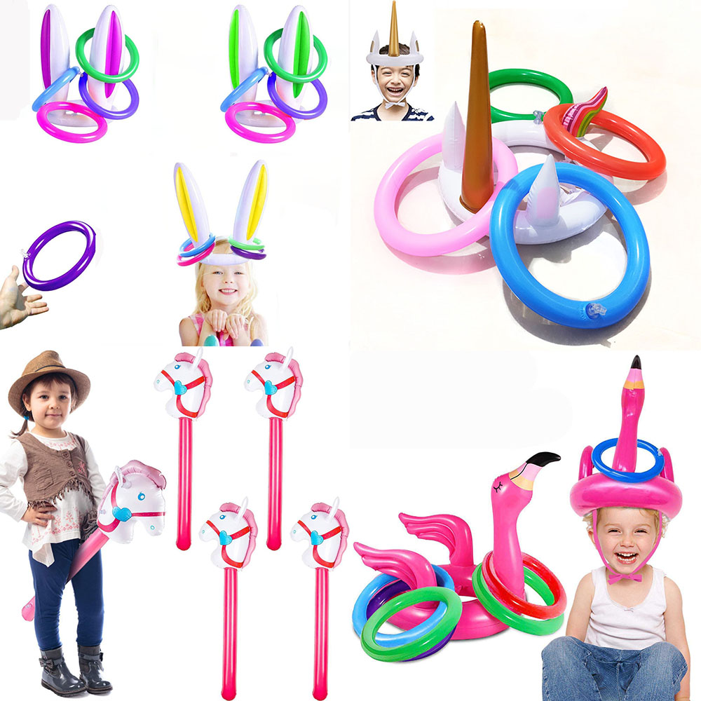 Party Games Bunny - Inflatable Horsehead Stick Unicorn Rainbow Horse